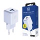 3mk Hyper GaN Charger 20W QC4+ PD PPS USB-C USB-A Wall Charger - White