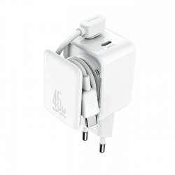 Joyroom JR-TCL05 45W GaN Wall Charger with Cable Organizer - White