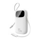 Baseus EnerFill FC31 20000mAh 45W Powerbank with Digital Display and 2 Built-in Cables (USB-C + Lightning) - White