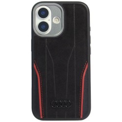 Audi R8 Genuine Leather MagSafe Case for iPhone 17 - Black and Red