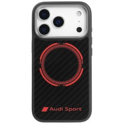 Audi RSQ Carbon Fiber Sport Red Circle MagSafe Case for iPhone 17 Pro - Black