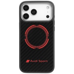 Audi RSQ Carbon Fiber Sport Red Circle MagSafe Case for iPhone 17 Pro Max - Black