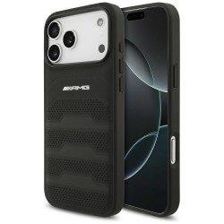 AMG Leather Debossed Lines Logo Case for iPhone 17 Pro Max - Black
