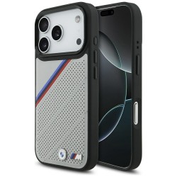BMW M Tricolor Metal Logo MagSafe Case for iPhone 17 Pro - Gray