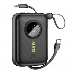 Dudao K14 10000mAh power bank with USB-C / Lightning cables - black