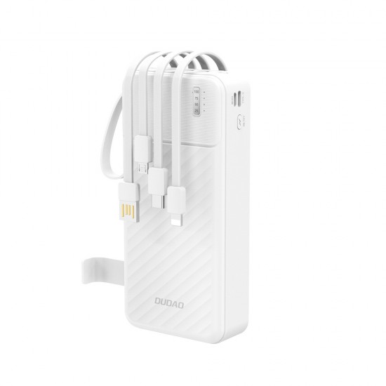 Dudao K11 Pro 20000mAh Powerbank with Built-in Cables - White