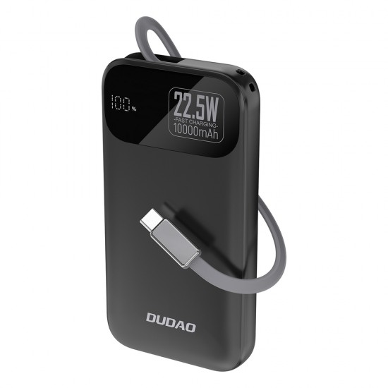 Dudao K31 10000 mAh 22.5W PD Powerbank with Built-in Cable - Black