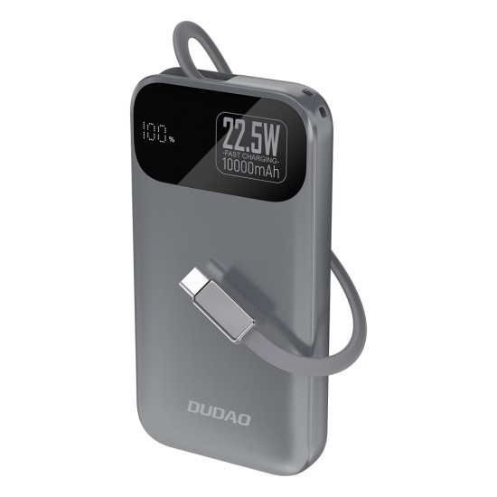 Dudao K31 10000 mAh 22.5W PD Powerbank with Built-in Cable - Gray