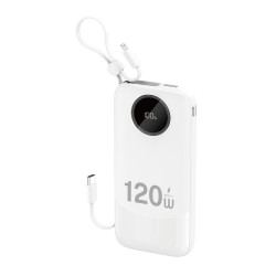 Dudao K13 10000mAh Powerbank with Built-in Cable - White