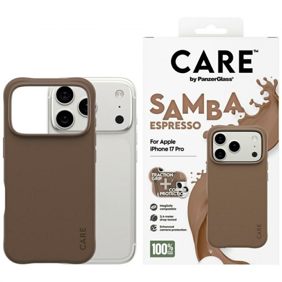 CARE by PanzerGlass Fashionable Samba MagSafe Case for iPhone 17 Pro - Brown