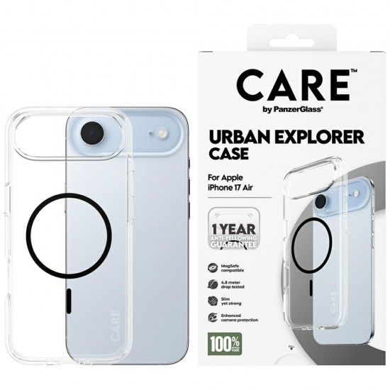 CARE by PanzerGlass Flagship Urban Explorer Case w. Black MagSafe for iPhone Air - Transparent