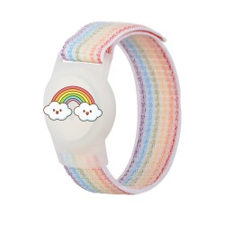 AirTag Case with Strap for Kids Nylon Wristband - with Rainbow Colored Strap