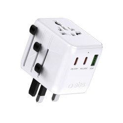 SBS Travel Adapter 2xUSB-C 1xUSB-A Universal - White