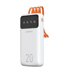 Dudao large capacity powerbank with 4 built-in cables 20000mAh USB Type C + micro USB + Lightning + USB-A (input) - white (Dudao K6Pro+)