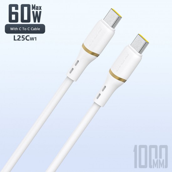 Dudao L25C USB-C - USB-C Silicone Cable 60W 1m - White