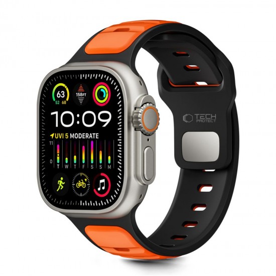 Tech-Protect IconBand Line Strap for Apple Watch 44 / 45 / 46 / 49 mm - Black and Orange
