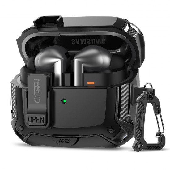 Tech-Protect Silicone Hook Case for Samsung Galaxy Buds 3 / 3 FE / 3 Pro - Black