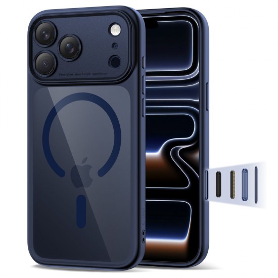 Tech-Protect Magpeak Magsafe CC Case for iPhone 17 Pro Max - Clear Navy Blue