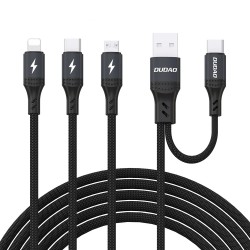 Dudao L3W USB-A/USB-C to Lightning/USB-C/MicroUSB 66W Cable - Black