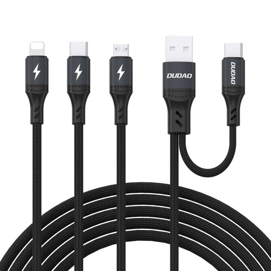 Dudao L3W USB-A/USB-C to Lightning/USB-C/MicroUSB 66W Cable - Black