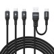 Dudao L3W USB-A/USB-C to Lightning/USB-C/MicroUSB 66W Cable - Black