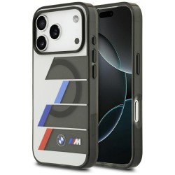BMW M IML Metal Buttons Tricolor Lines MagSafe Case for iPhone 17 Pro Max - Gray