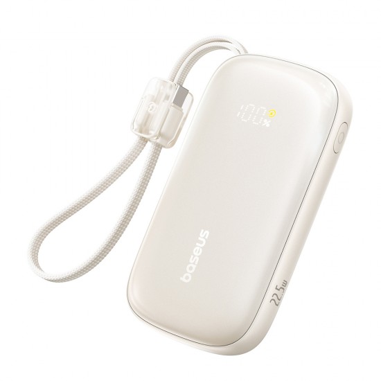 Baseus EnerFill FC21 Qpow 3 Ultra 10000mAh 22.5W Powerbank with attached cable lanyard - beige