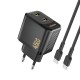 Dudao A28PCEU PD 45W GaN 2xUSB-C Wall Charger with USB-C Cable - Black
