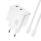 Dudao A28PCEU PD 45W GaN 2xUSB-C Wall Charger with USB-C Cable - White