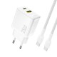 Dudao A26TCEU PD QC 25W GaN USB-A USB-C Wall Charger with USB-C Cable - White