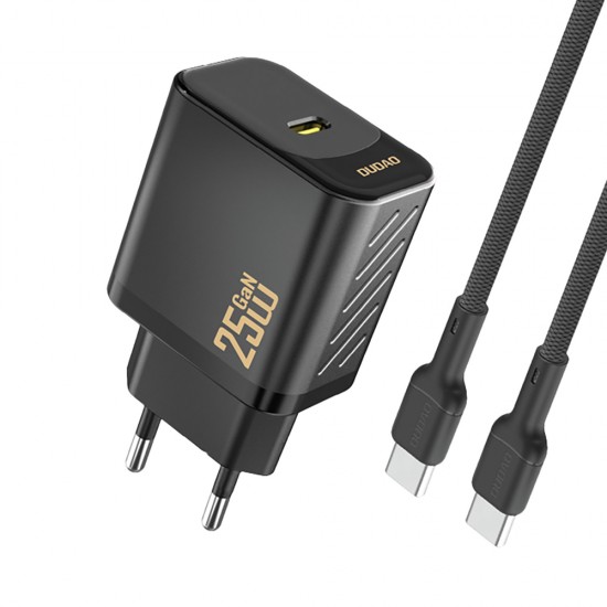 Dudao A27CEU PD 25W GaN SB-C Wall Charger with USB-C Cable - Black
