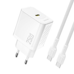 Dudao A27CEU PD 25W GaN SB-C Wall Charger with USB-C Cable - White
