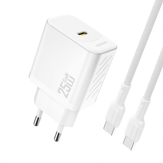 Dudao A27CEU PD 25W GaN SB-C Wall Charger with USB-C Cable - White