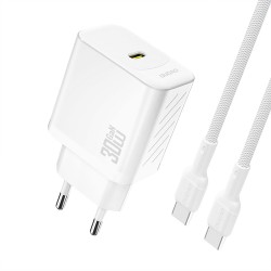 Dudao A27PCEU PD 30W GaN USB-C Wall Charger with USB-C Cable - White