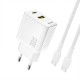 Dudao A27TCEU PD 30W GaN USB-A USB-C Wall Charger with USB-C Cable - White