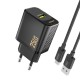 Dudao A27STEU 25W GaN USB-A Wall Charger with USB-A - USB-C Cable - Black
