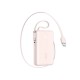 Joyroom JR-PR2L 10000mAh 35W Power Bank with Built-in Retractable USB-C Cable and USB-C Lanyard Cable - Pink