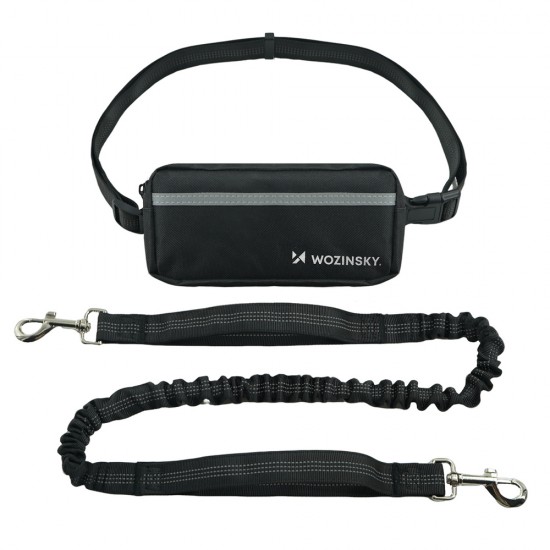 Wozinsky WPST-01 Hip Belt with Pouch and Elastic Leash for Running with a Dog - Black
