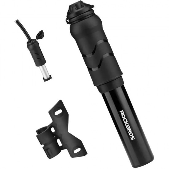 Rockbros 810PCS-HP Mini Hand Bicycle Pump with Presta & Schrader Hose - Black