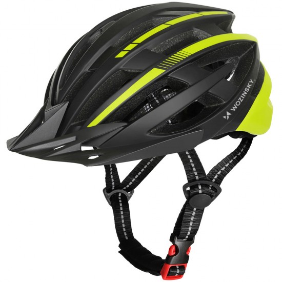 Wozinsky MTB Bike Helmet with Removable Visor and Rear USB Light M - Black and Yellow
