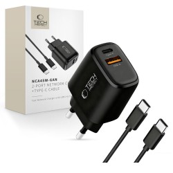 Tech-Protect NCA45W-GAN 2-Port 45W Wall Charger with USB-C Cable - Black