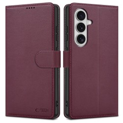 Tech-Protect Wallet Case for Samsung Galaxy S26 - Burgundy
