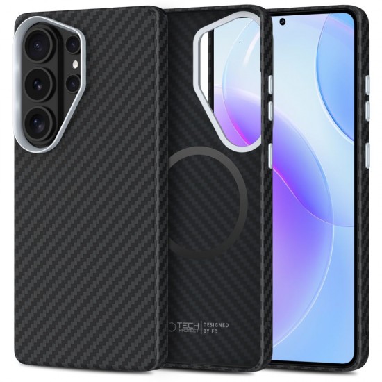 Tech-Protect Ion Carbon MagSafe Case for Samsung Galaxy S26 Ultra - Black and Silver