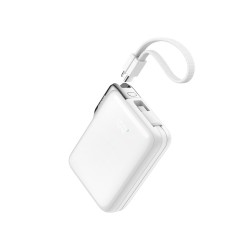 Joyroom JR-PBF27 Pro 10000mAh 30W Power Bank with Built-in USB-C Cable and Additional Bidirectional USB-C to Lightning Cable - White