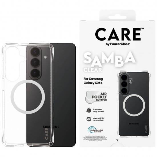 CARE by PanzerGlass Samba Transparent Qi Case for Samsung Galaxy S26+ - Transparent