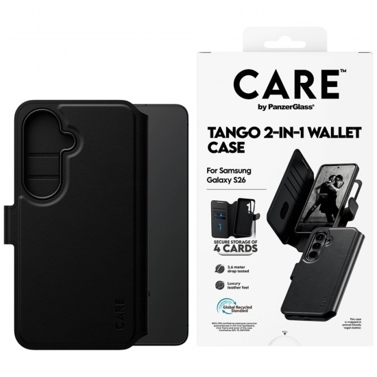 CARE by PanzerGlass Tango 2in1 Wallet Case for Samsung Galaxy S26 - Black