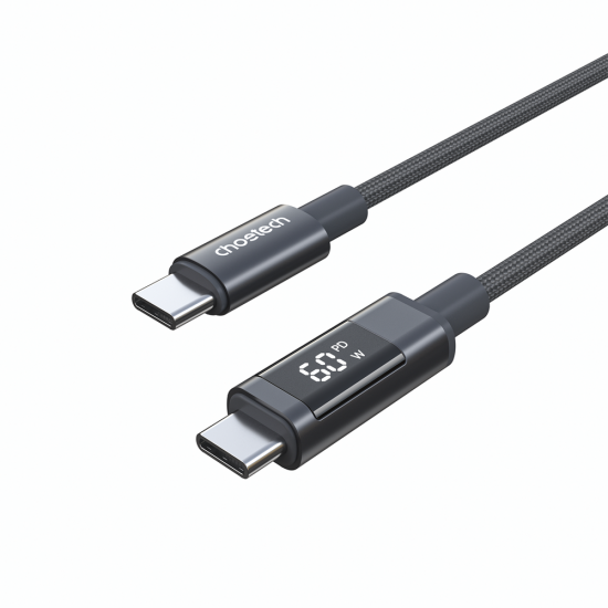 Choetech XCC-1068 PD 60W USB-C - USB-C Cable with Display 1.2 m - Black