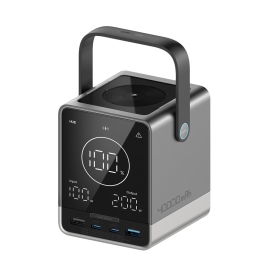 Cuktech Powerbank 300W 40000mAh with Wireless Charging 2x USB-C + 2x USB-A - Black