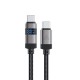 Acefast C15-03 USB-C - USB-C Cable with Display 480Mb/s 60W 1.2m - Black