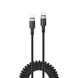 Acefast C14-03 USB-C - USB-C Spring Cable 480Mb/s 3A 1.2m - Black